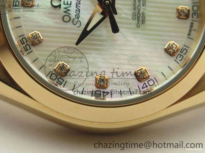 0317 Timeless Aqua Terra Ladies 35mm RG V6F Best Edition White MOP Dial On RG Bracelet A 8102